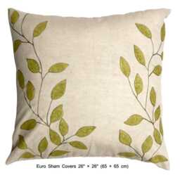King, Queen & Twin Size Beige Decorative Duvet Cover Set, Linen Boucle Embroidery, Nature Floral Contemporary - Leaf Ivy - thumbnail 3