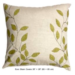 King, Queen & Twin Size Beige Decorative Duvet Cover Set, Linen Boucle Embroidery, Nature Floral Contemporary - Leaf Ivy - thumbnail 3