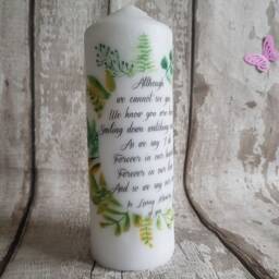 Personalised Memorial Candle/Bereavement Wedding Foliage Green Personalised Loved One Keepsake Tribute Floral - thumbnail 2