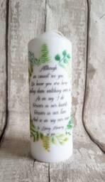 Personalised Memorial Candle/Bereavement Wedding Foliage Green Personalised Loved One Keepsake Tribute Floral - thumbnail 1