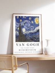 Van Gogh Exhibition Poster, The Starry Night, Wall Art Decor, Scenery, Nature, Abstract, Vintage, Print, Gift - thumbnail 1