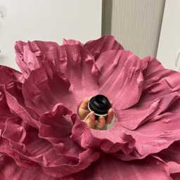 Burgundy Crepe Paper Flower Chandelier Romantic Floral Ceiling Light - thumbnail 4