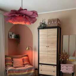 Burgundy Crepe Paper Flower Chandelier Romantic Floral Ceiling Light - thumbnail 2