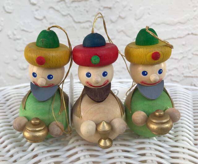 Set Of 3 Glasser Original Wooden Ornament Wise Men Handmade Germany Christmas Decoration Holiday Gift Ready For Shipping - image 1
