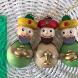 Set Of 3 Glasser Original Wooden Ornament Wise Men Handmade Germany Christmas Decoration Holiday Gift Ready For Shipping - thumbnail 2