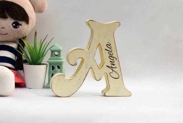 Custom Name Free Standing Letter Decor, Personalized Initial Engraving Name, Nursery Decor Baby Name Blocks - image 1