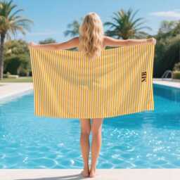Personalized Striped Beach Towel, Custom Name Pool Monogrammed Bath Towel, Summer Vacation Towel, Bridesmaid Gift, Birthday Picnic Towel - thumbnail 2