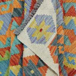 Kilim Rug Multicolour, Handmade Artisan Afghan Turkish, Scandinavian, Navajo, Bohemian Flatweave, Natural Wool 199x154 cm - thumbnail 4