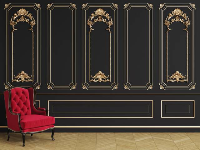 Gold Molding Wallpaper, European Wall Decor, Peel & Stick Mural - image 1