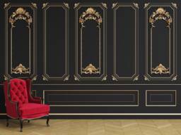 Gold Molding Wallpaper, European Wall Decor, Peel & Stick Mural - thumbnail 1