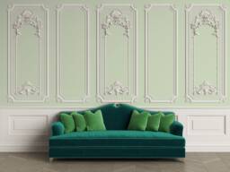 3D Molding Wallpaper, Light Green European Wall Mural, Peel & Stick - thumbnail 1