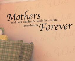 Mothers Hold Their Childrens Hands While Hearts Forever Boy & Girl Room Kid Baby Nursery Mom Quote Decal Wall Sticker Vinyl Decor Art K03 - thumbnail 1