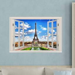 Eiffel Tower Wall Stickers For Bedroom - Paris Window Decal - Vwaq Nwt8 - thumbnail 1