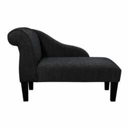 Jet Black Weave Chaise Longue - Aquaclean Washable Fabric Handmade in Britain - thumbnail 3