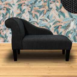 Jet Black Weave Chaise Longue - Aquaclean Washable Fabric Handmade in Britain
