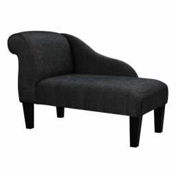 Jet Black Weave Chaise Longue - Aquaclean Washable Fabric Handmade in Britain - thumbnail 2