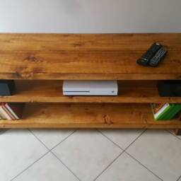 Handmade Rustic Pine Wood Tv Stand Chunky Media Console - thumbnail 3