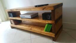 Handmade Rustic Pine Wood Tv Stand Chunky Media Console