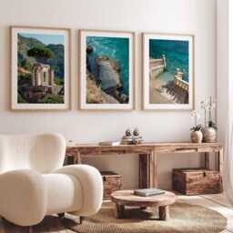 Italy Set Of 3 Wall Art Travel Poster, Art, Home Decor, Photography Mediterranean Coastal Gift - thumbnail 2
