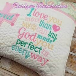 God Made You Perfect Bundle Storybook Pillow Designs - 5x7 Design Includes 2 Digital Designs Cross Applique Love More Than Words - thumbnail 4