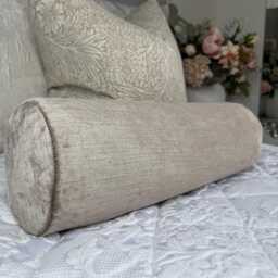 "Plain Mocha Chenille Cushion, Modern Pillow For Sofa Or Bed , Bolster Cushion 16"" X 6"