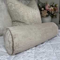 "Plain Mocha Chenille Cushion, Modern Pillow For Sofa Or Bed , Bolster Cushion 16"" X 6" - thumbnail 4