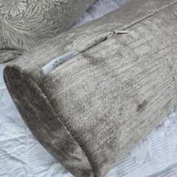 "Plain Mocha Chenille Cushion, Modern Pillow For Sofa Or Bed , Bolster Cushion 16"" X 6" - thumbnail 2