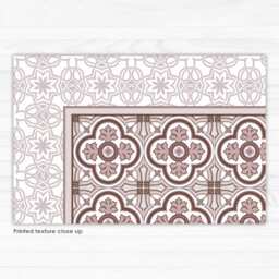Pink Kitchen Mat, Vinyl Floor Linoleum Rug, With Hand Painted Tiles. Area Doormat, PVC Carpet. Art Mat - thumbnail 3
