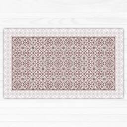 Pink Kitchen Mat, Vinyl Floor Linoleum Rug, With Hand Painted Tiles. Area Doormat, PVC Carpet. Art Mat - thumbnail 2