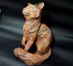Sitting Cat Sculpture, Lover Gift, Collectible Item, Paper Mache Sculpture