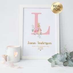 Peter Rabbit Beatrix Potter Personalised Print, Birthday New Baby Christening - thumbnail 2
