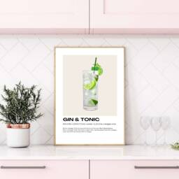 Gin & Tonic Cocktail Print - Art Recipes Gifts Kitchen Poster - thumbnail 2