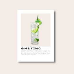 Gin & Tonic Cocktail Print - Art Recipes Gifts Kitchen Poster - thumbnail 1
