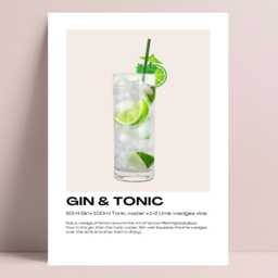 Gin & Tonic Cocktail Print - Art Recipes Gifts Kitchen Poster - thumbnail 3