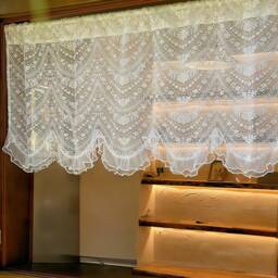 White Embroidered Sheer Lace Curtain French Floral Valance - thumbnail 1