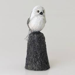 Long Tailed Tit Bird Statue Hand Cast Resin Figurine Bushtit Silver Throated Dasher - thumbnail 2