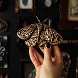 Ornate Moth Wall Hanging/Gothic Entomology Decor Handmade Plaque Alternative & Goth By House Of Persephone - thumbnail 4