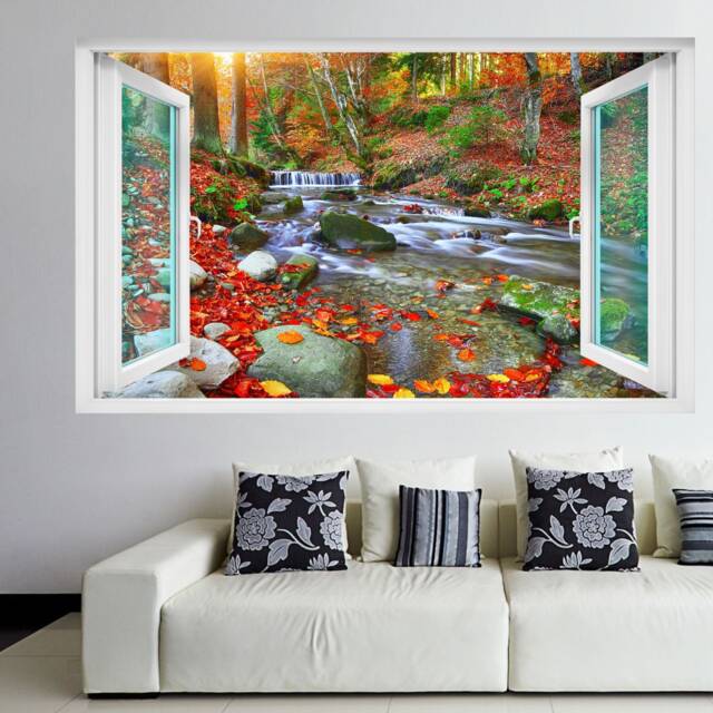 Waterfall River Autumn Nature Wall Decal Sticker Mural Poster Print Art Home Office Decor Gk7 - image 1