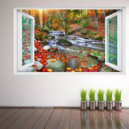 Waterfall River Autumn Nature Wall Decal Sticker Mural Poster Print Art Home Office Decor Gk7 - thumbnail 2