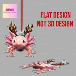 Pink Axolotl Ornament, Flat 2D Acrylic, Xmas Gift - thumbnail 2