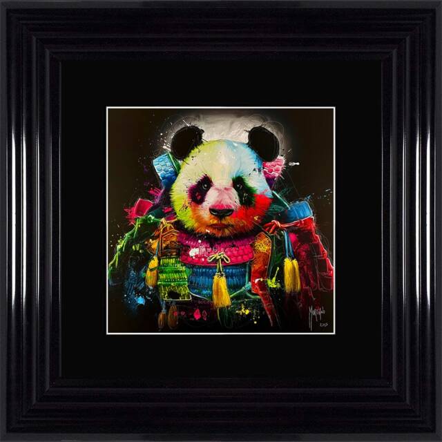 Patrice Murciano Wall Art - Panda Samourai Framed Print With Border - 55cm X 55cm Choice Of Frame Colour - image 1