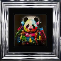 Patrice Murciano Wall Art - Panda Samourai Framed Print With Border - 55cm X 55cm Choice Of Frame Colour - thumbnail 2