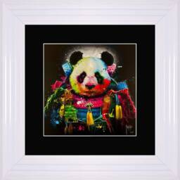 Patrice Murciano Wall Art - Panda Samourai Framed Print With Border - 55cm X 55cm Choice Of Frame Colour - thumbnail 4