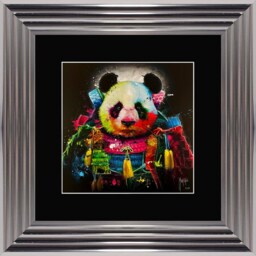 Patrice Murciano Wall Art - Panda Samourai Framed Print With Border - 55cm X 55cm Choice Of Frame Colour - thumbnail 3