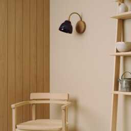 Blue Flex Wall Light in Brass/Nickel, Ceramic & Oak - Small Element - thumbnail 2