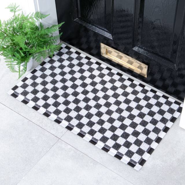 Checkerboard Indoor/Outdoor Doormat - Welcome Checkered Decorative Front Housewarming Gift 100% Recycled PVC - image 1