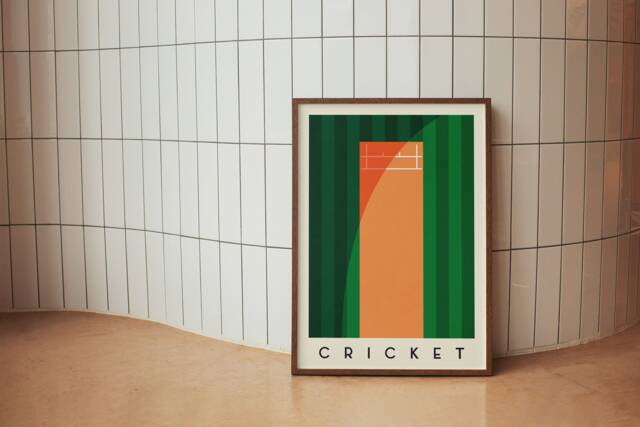 Cricket Art Print - Minimalist Sports Wall Bold Geometric Poster - image 1