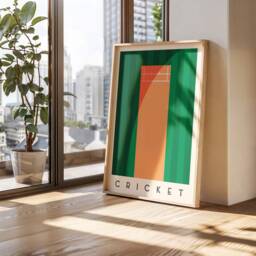 Cricket Art Print - Minimalist Sports Wall Bold Geometric Poster - thumbnail 2