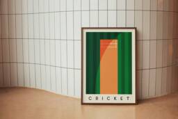 Cricket Art Print - Minimalist Sports Wall Bold Geometric Poster - thumbnail 1