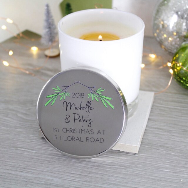 New Home Christmas Candle With Lid - First in Gift Scented House Warming Xmas For Couples - image 1